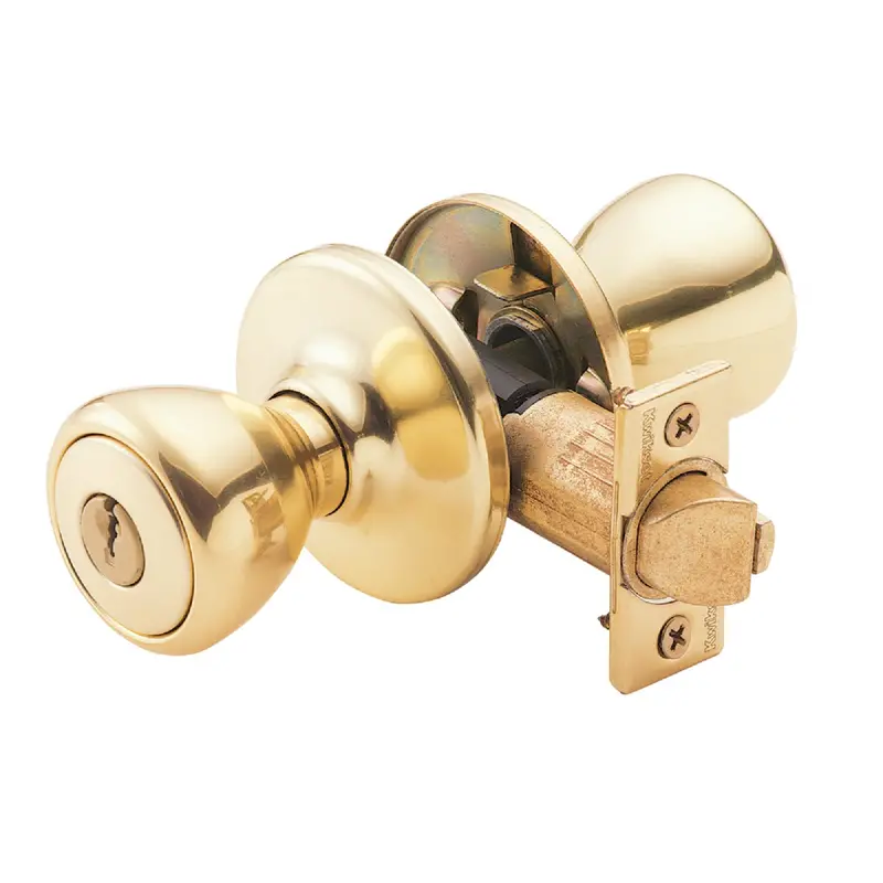 Kwikset Tylo Polished Brass Entry Knob – Traditional Round Door Hardware 1
