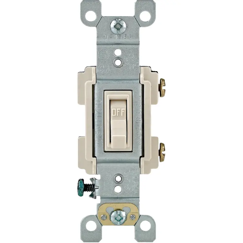 Leviton 15-Amp Single-Pole Toggle Switch – Residential Grade, Light Almond Finish 1