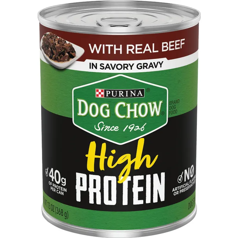 Purina Dog Chow Adult Wet Food – Beef Flavor, High-Protein Formula, 13-Ounce Can 1