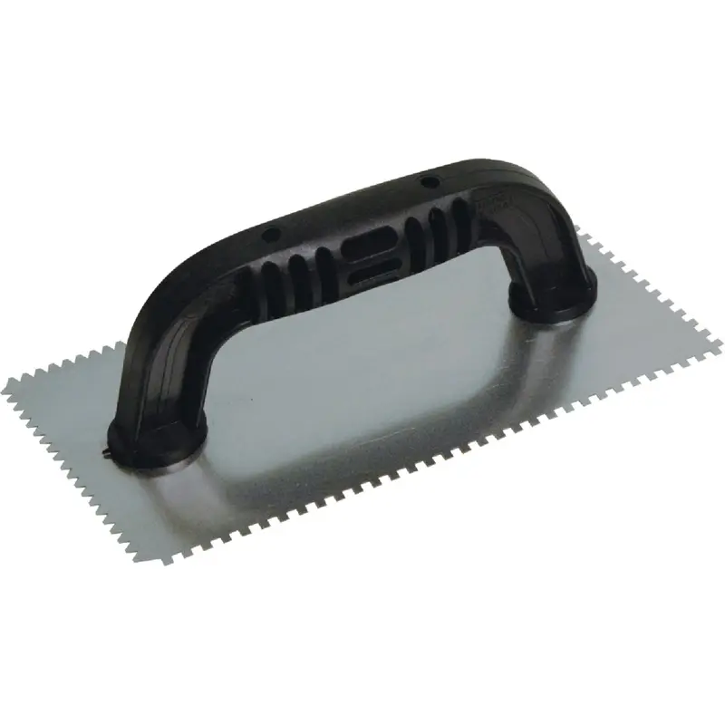 Qlt Dual-Notched Trowel: 1/8-Inch Square & V-Notch With Ergonomic Handle 1