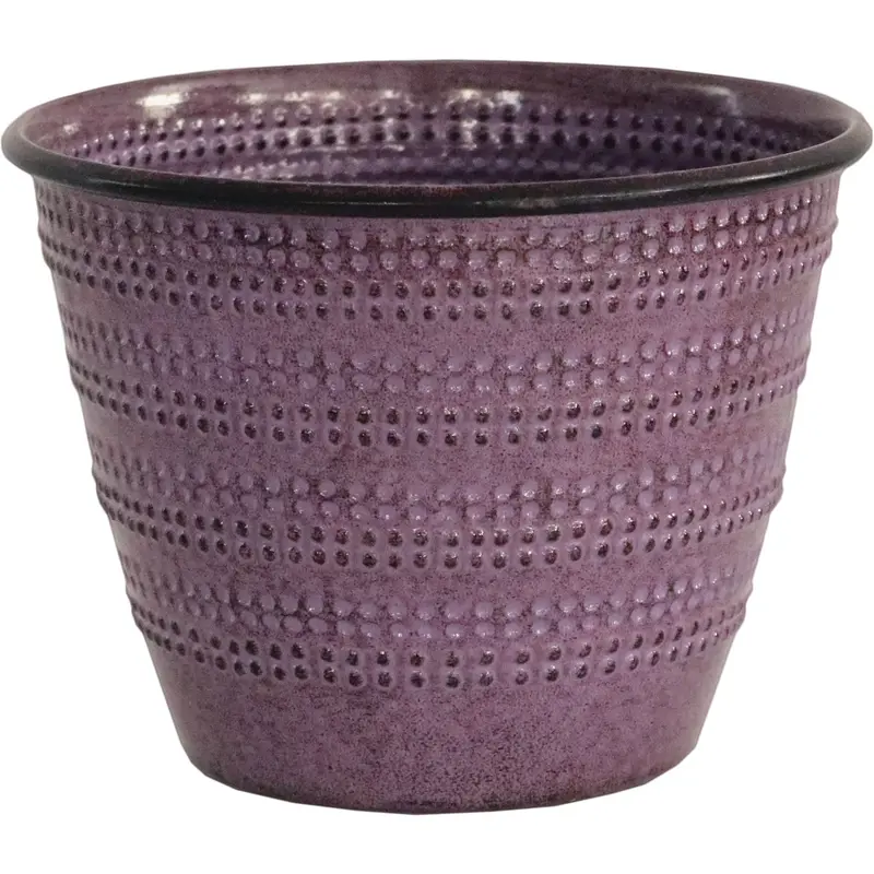 Robert Allen Cobblestone Metal Planter – 4.75 In X 6.38 In X 6.38 In Plum Finish 1