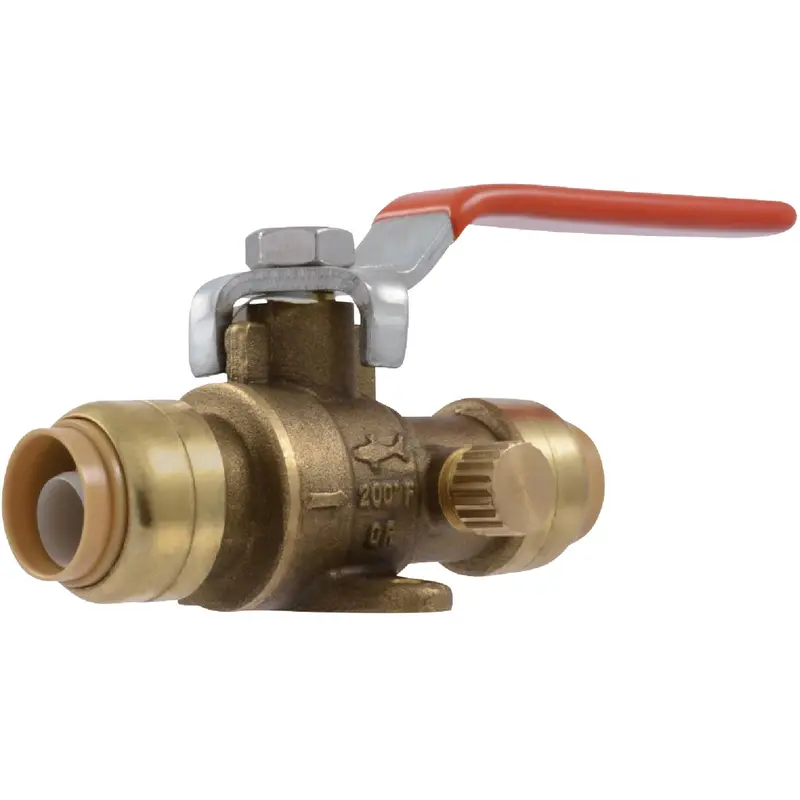 Sharkbite 1/2-Inch Brass Push-To-Connect Ball Valve With Integrated Drain And Mounting Tab 1