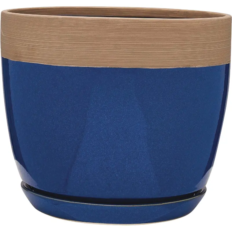 Southern Patio Navy Ceramic Clay Planter – 12" Diameter 1